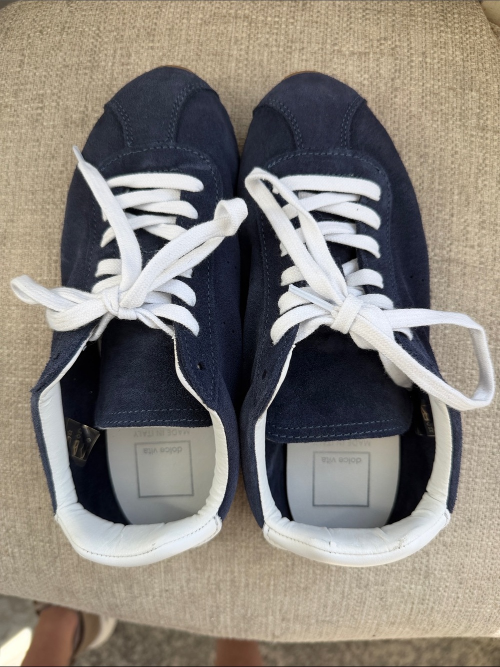 Women’s  Navy Suede Sneakers with White Laces